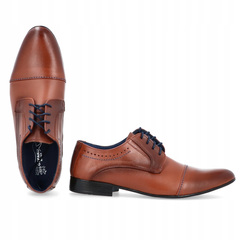 OBUWIE MĘSKIE WIZYTOWE SKÓRA 052 BRĄZOWE R 39 Model 052 BR