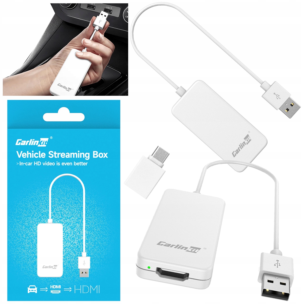 Carlinkit HD2CP Adapter Carplay Hd Multimedia Car Tv Konwerter Hdmi