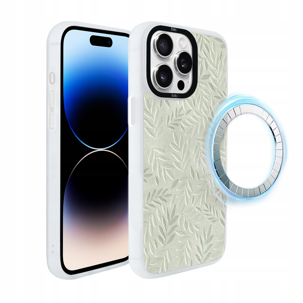 Pouzdro pro iPhone 14 Pro Ibizu DropGuard Matt s MagSafe, olivová stopa, bílé