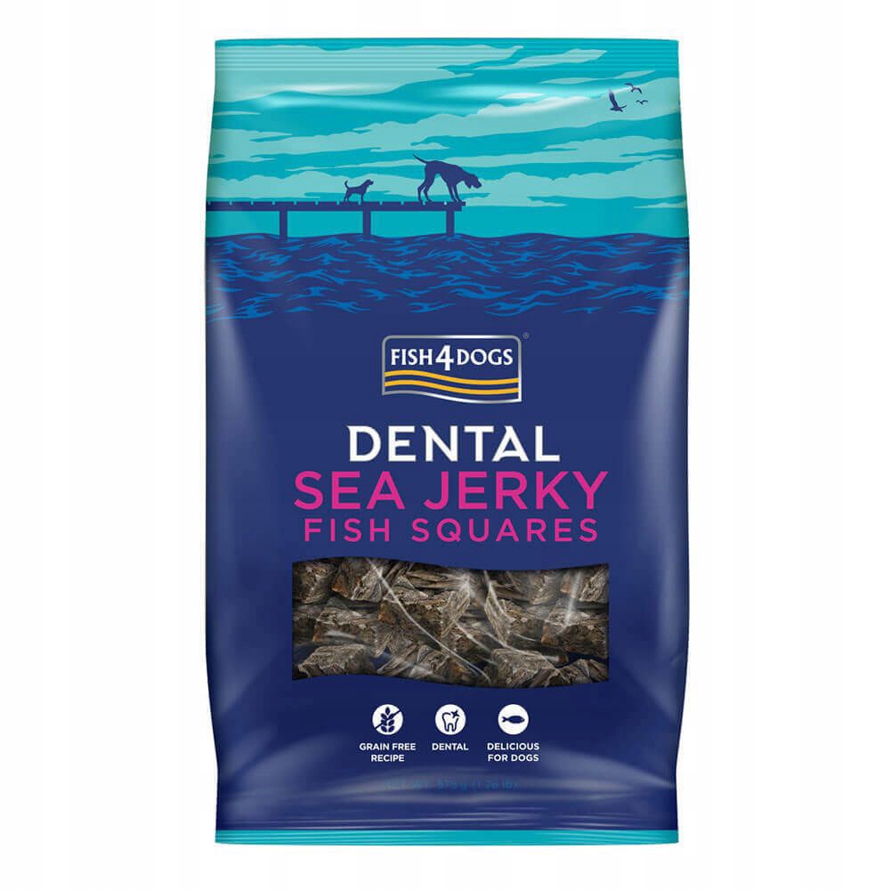 FISH4DOGS Pamlsky pro psy Dental Sea mořská ryba čtverečky 575 g
