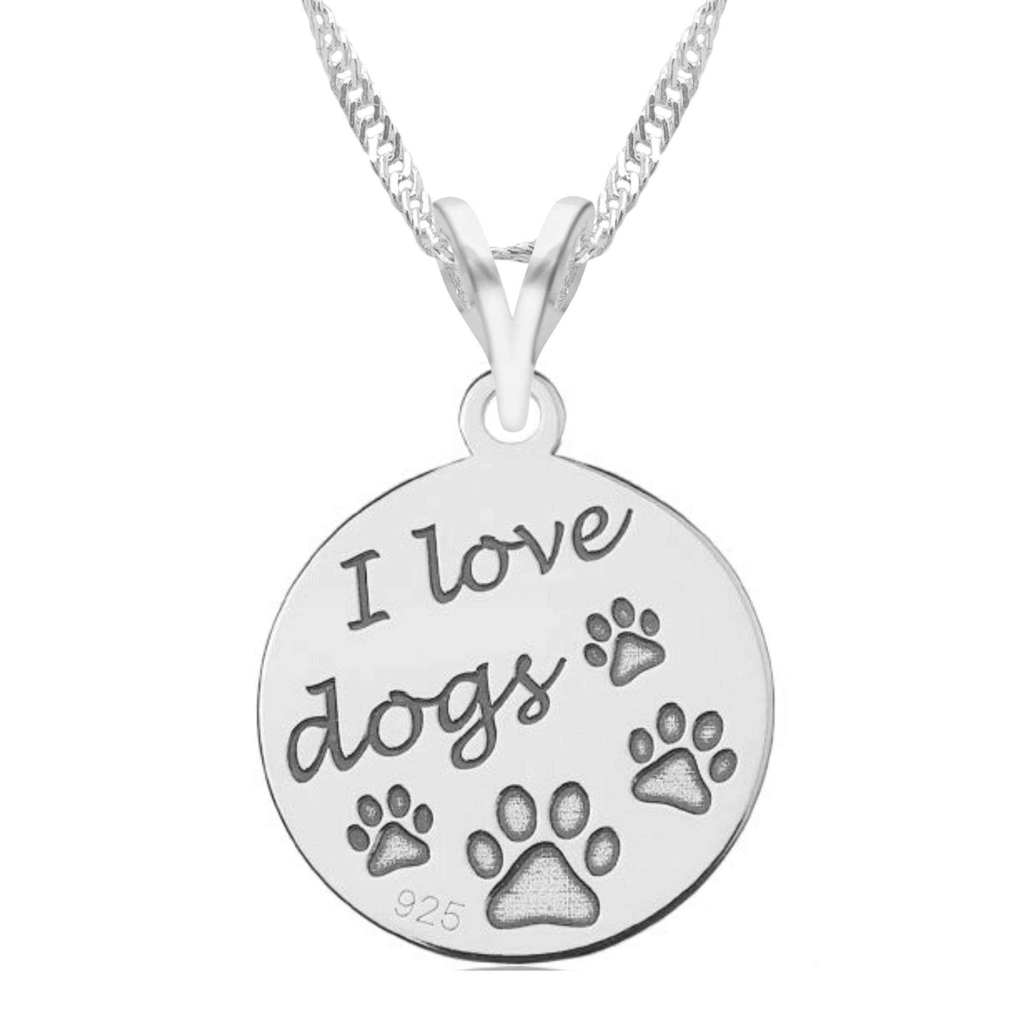 Stříbrný náhrdelník I Love Dogs Pes Miluji psy Zvíře Pejsek Stříbro 925