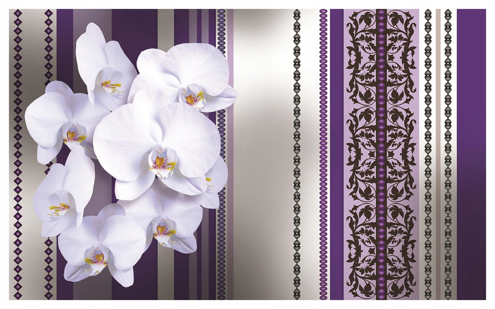 Fototapeta Orchidey biele kvety vinylové pozadie šedo-fialové 254x184 lepidlo