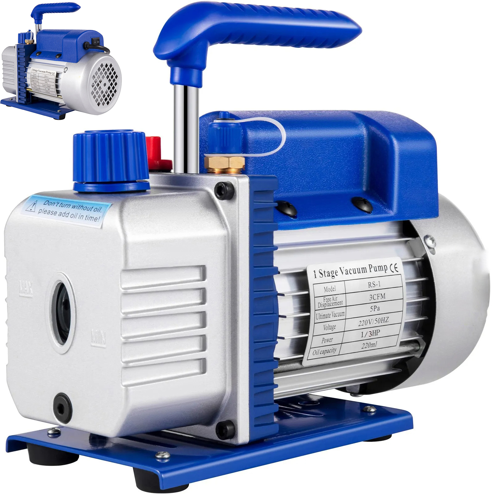 Vákuová pumpa 3CFM 1/3HP 5Pa jednostupňová pre Hvac R134a R410a Ac