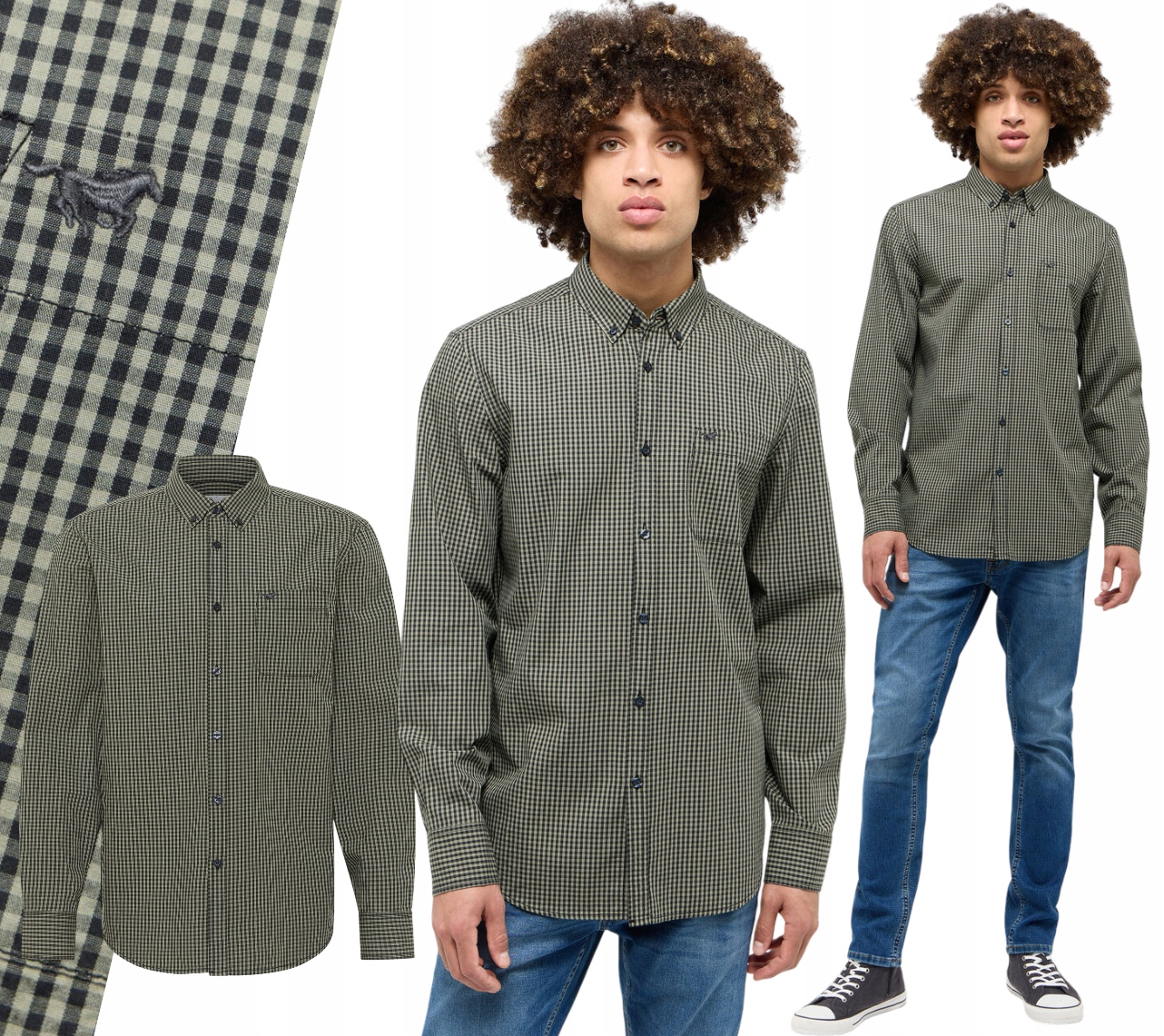 Pánská košile s dlouhým rukávem Bavlna Mustang Chester vel. M