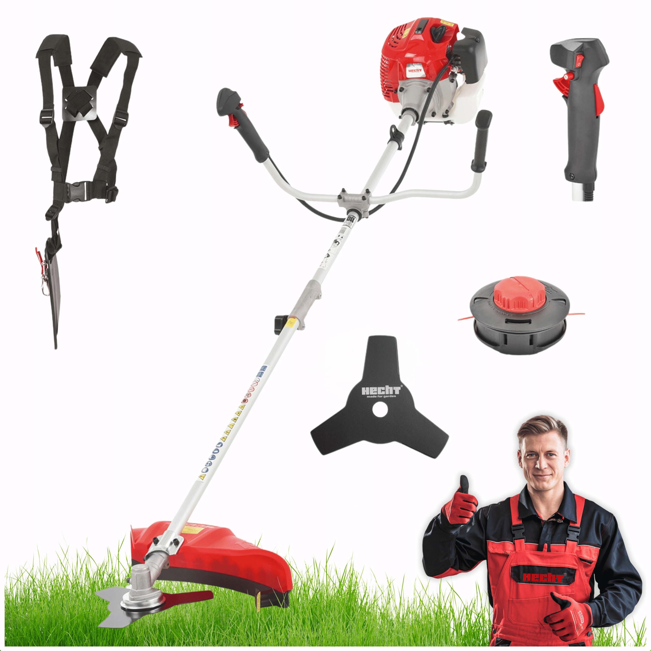 Kosa Podkaszarka Spalinowa Do Trawy Hecht 142 Bts 2KM Tarcza Głowica Szelki
