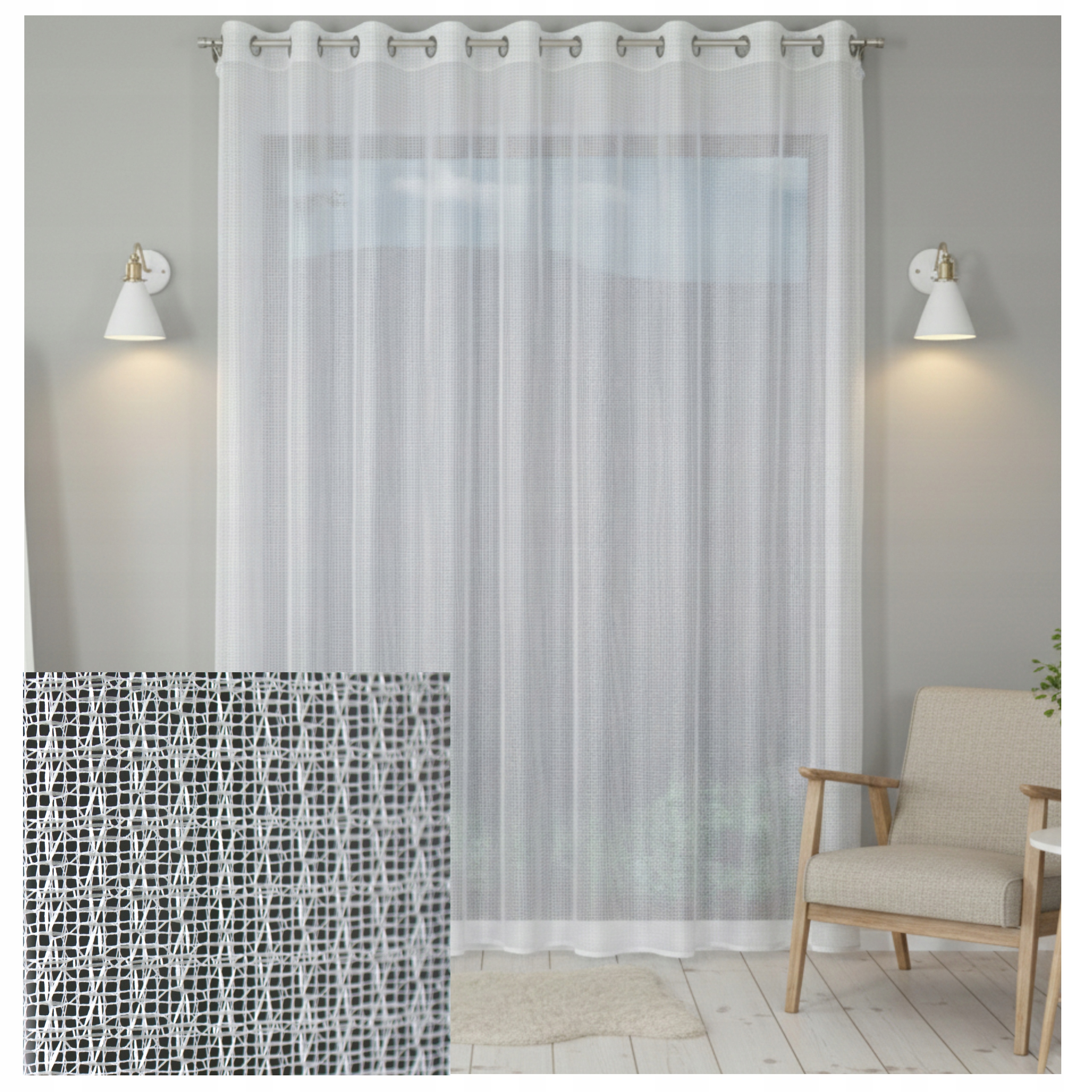 Záclona 400x160, lehká, bez žehlení, s průchodkami Elin