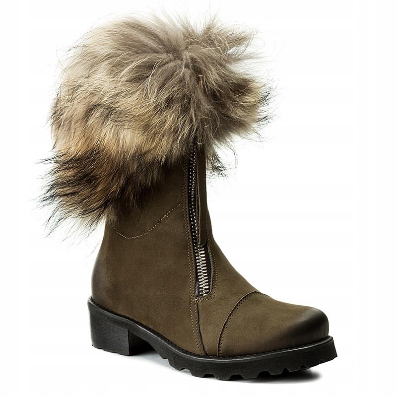 Olivka kotníkové boty dámské s kožešinou jenota zateplené boty R.Polański 36,5