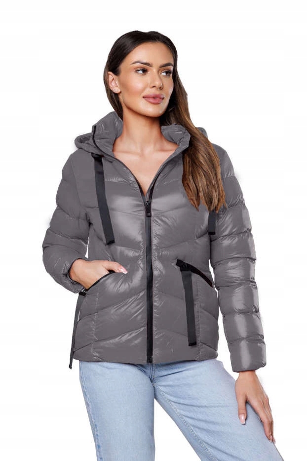 Krátká Zimní Bunda 23066 Tmavě Šedá S (36)