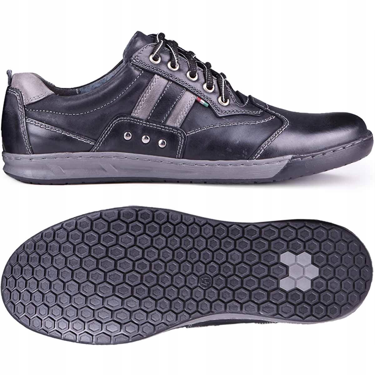 

Półbuty męskie buty skórzane sznurowane czarne 40