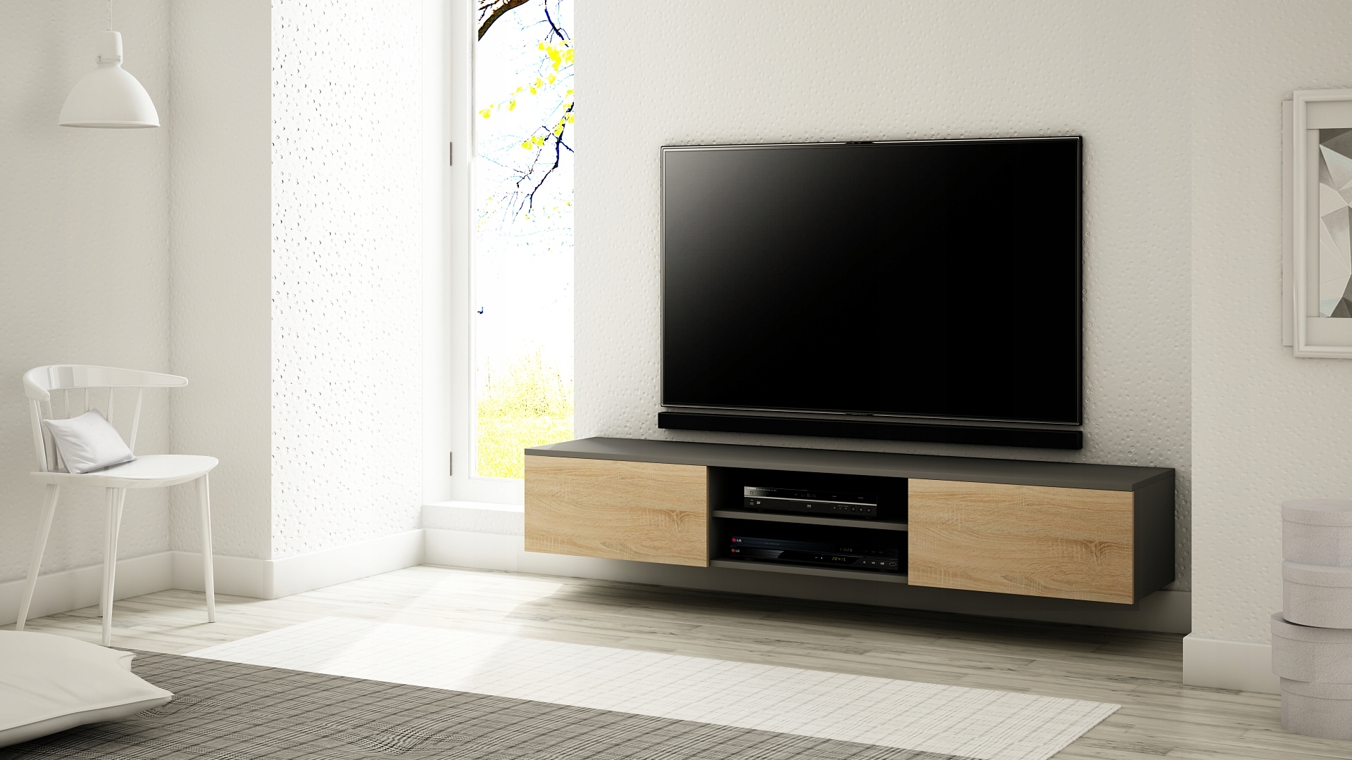 WISZĄCA SZAFKA RTV 180 MAT, RÓŻNE KOLORY Wysokość mebla 30 cm