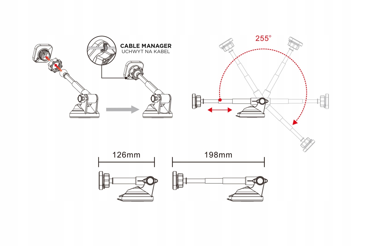 UCHWYT MAGNETYCZNY DO AUTA Z PRZYSSAWKĄ NA SZYBĘ Rodzaj do telefonów