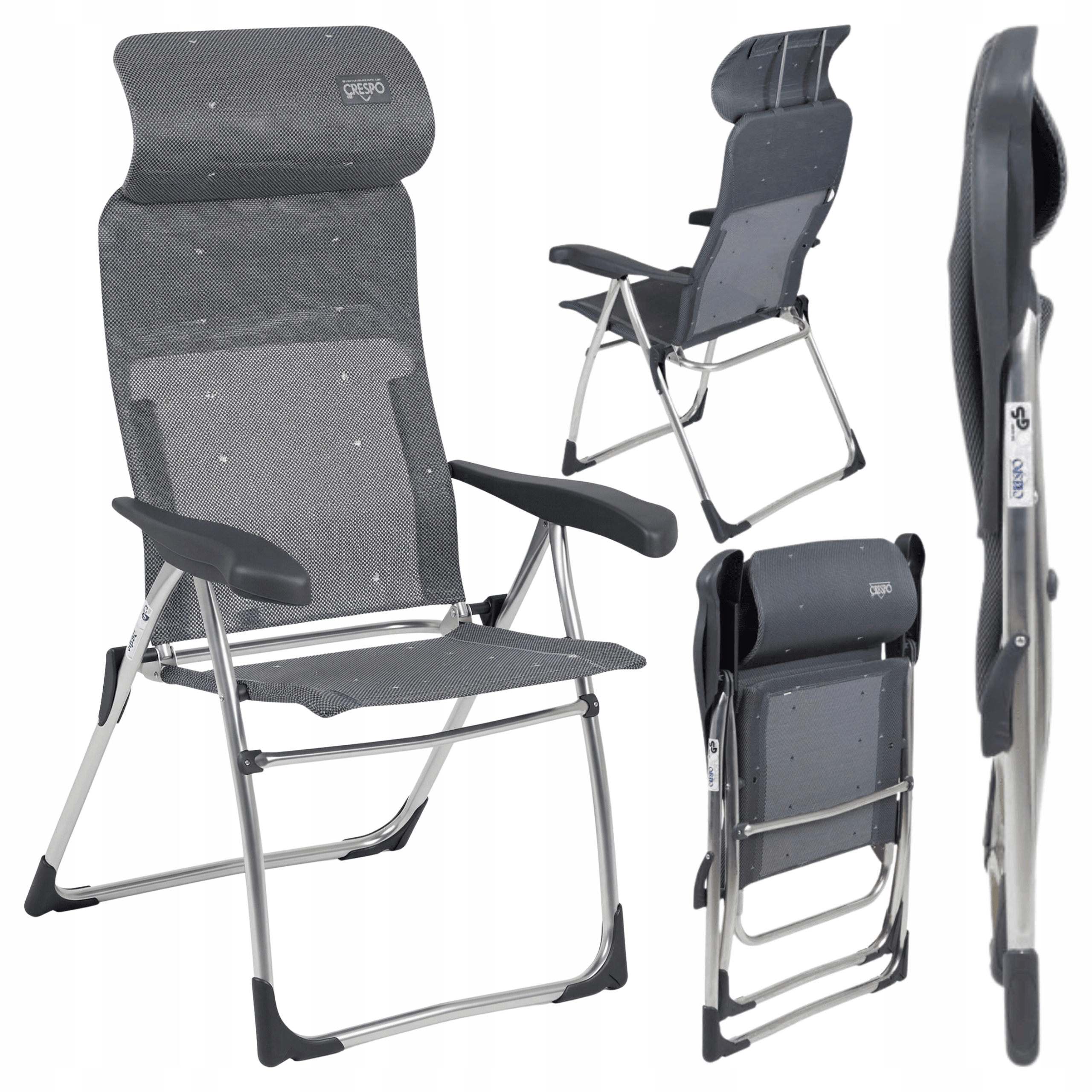 Krzesło Turystyczne 7 Poziomów Regulacji Składane Ergonomiczne Fotel