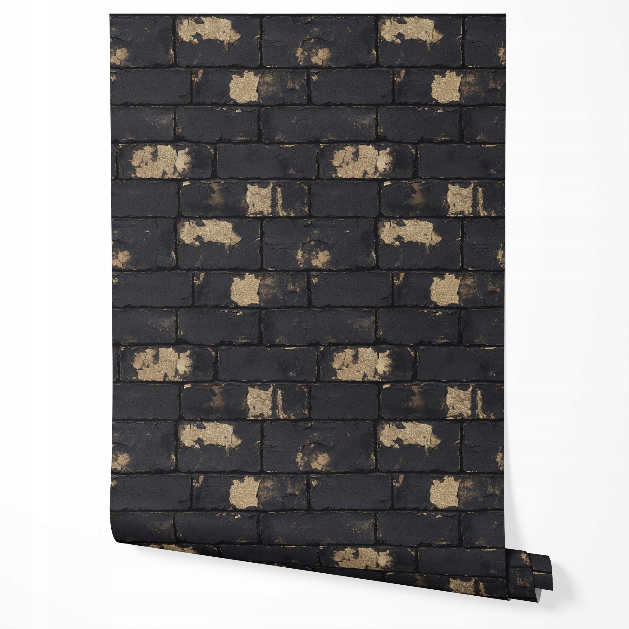 Tapeta Na Stenu Imitácia Tehly Čierno-zlatá Do Predsiene Spálne