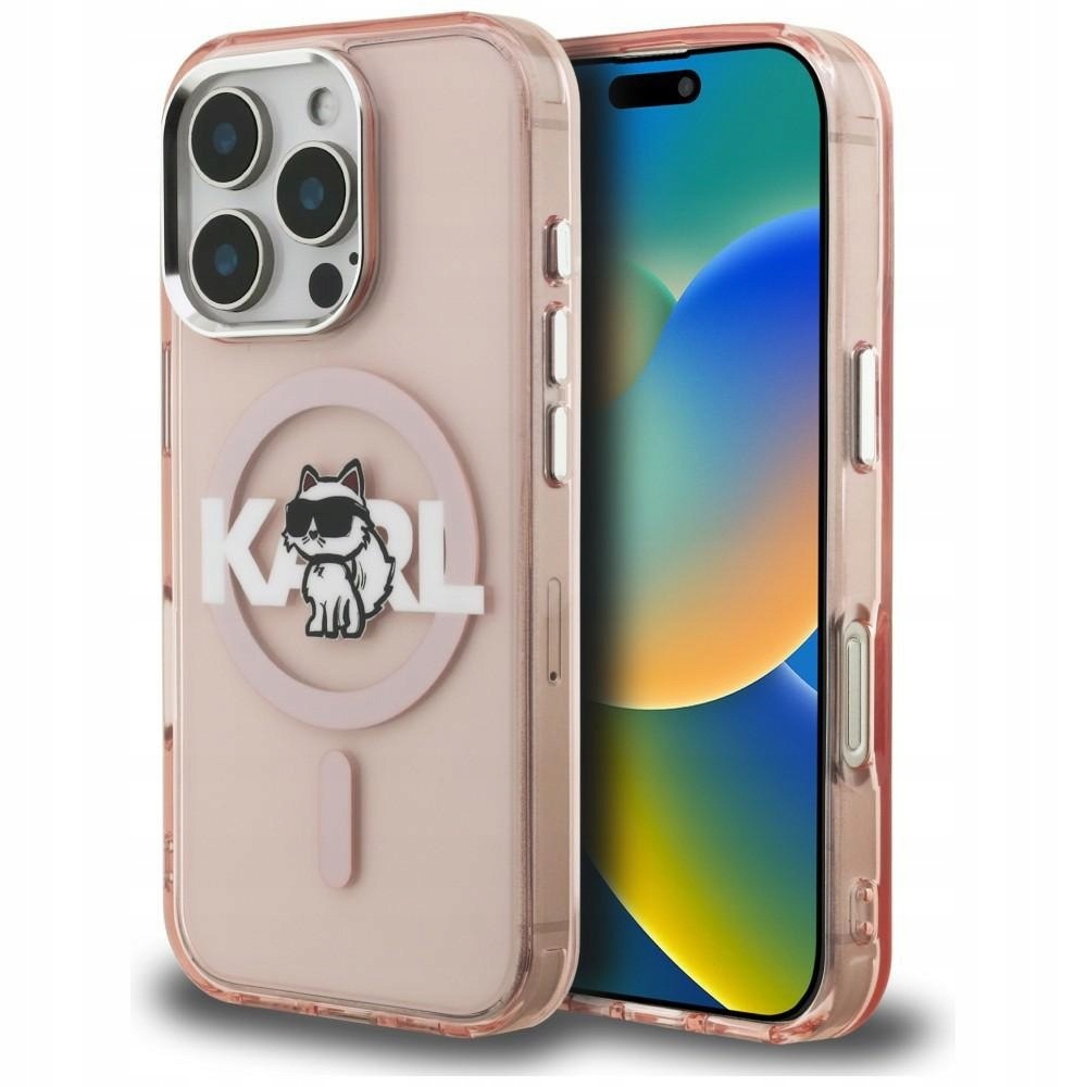 Etui Karl Lagerfeld IML Choupette Sketch Logo MagSafe do iPhone 16 Pro różo
