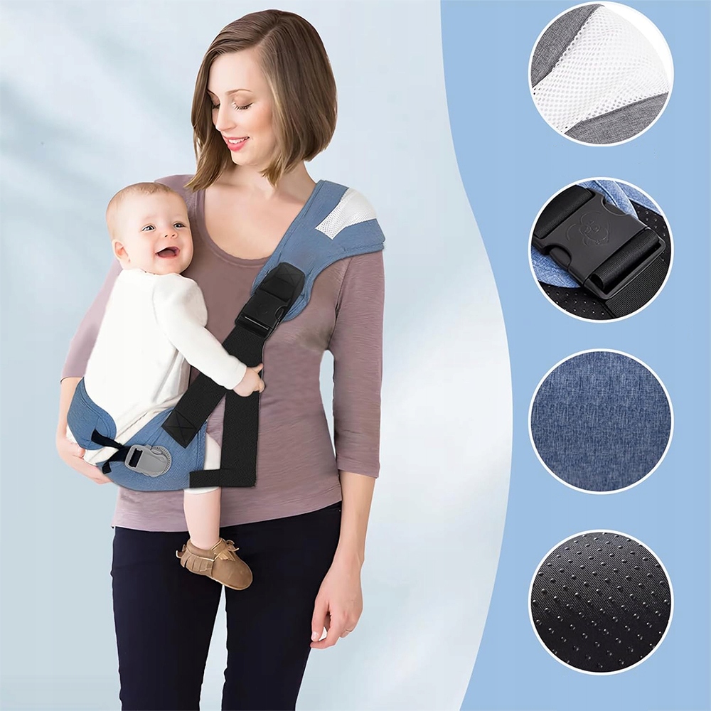 NASTAVITEĽNÝ BOČNÝ NOSIČ PRE DIEŤA, ERGONOMICKÉ PROTIŠMYKOVÉ SEDADLO Maximálna hmotnosť dieťaťa 15 kg