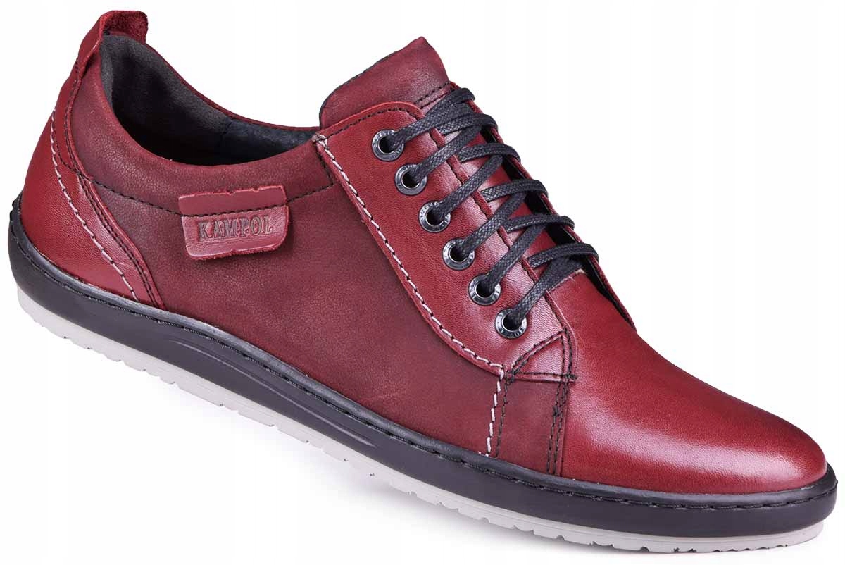

Buty Męskie Skórzane Polskie Casual 61 BORDO43