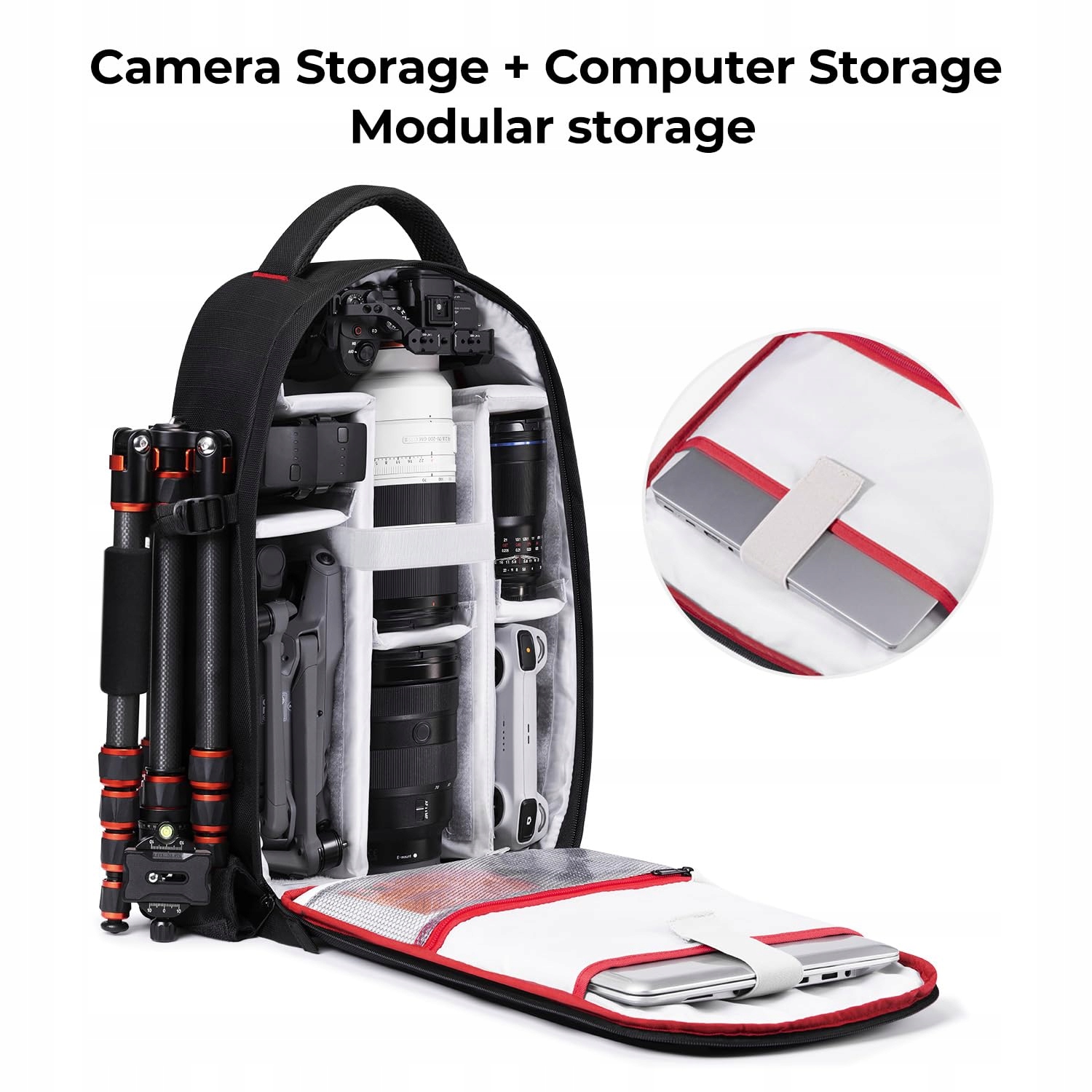 K&F CONCEPT Plecak Fotograficzny Wodoodporny Na Aparat Laptop Czarny — miniatura 3
