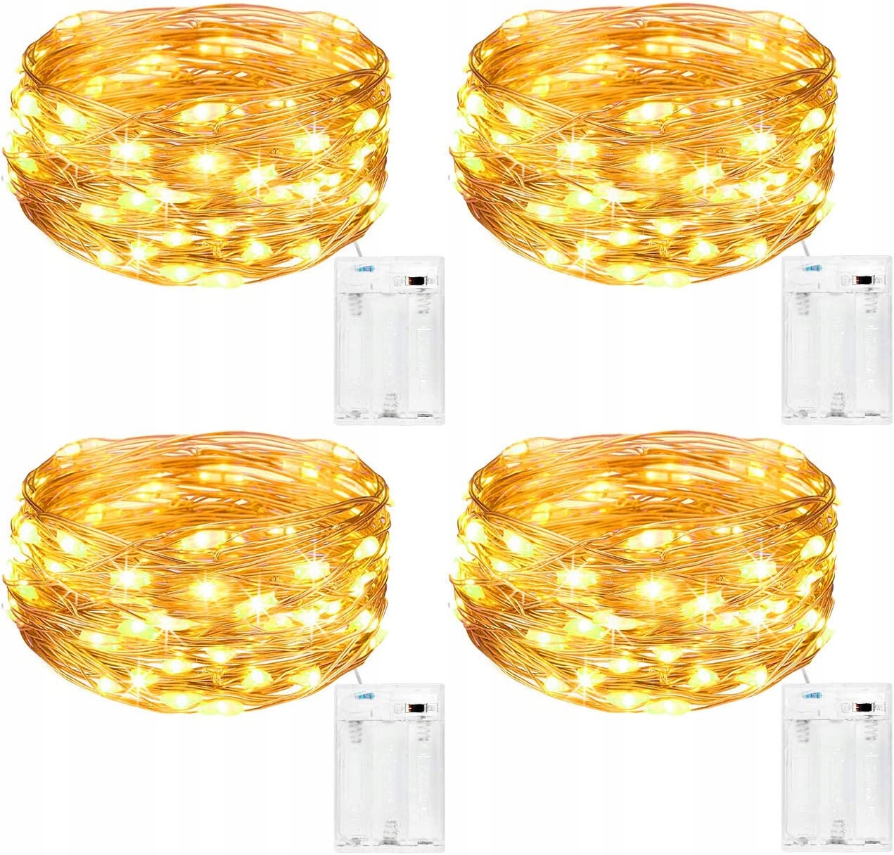 

4X Lampki Druciki 50 Led Na Baterie Druciki Ciepłe