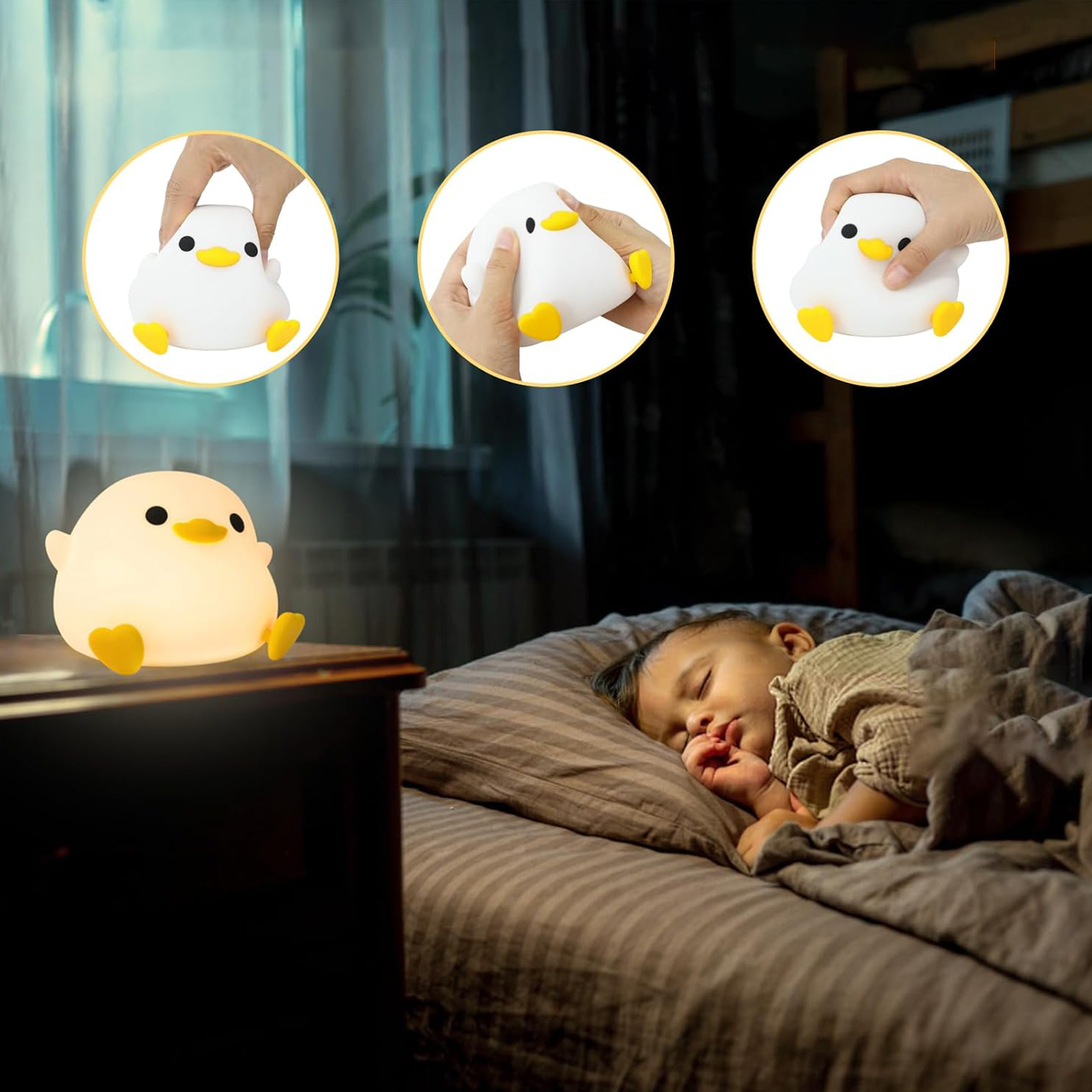 LAMPKA NOCNA DLA DZIECI LED KACZKA SILIKONOWA DOTYK 2 TRYBY EAN (GTIN) 882282702120