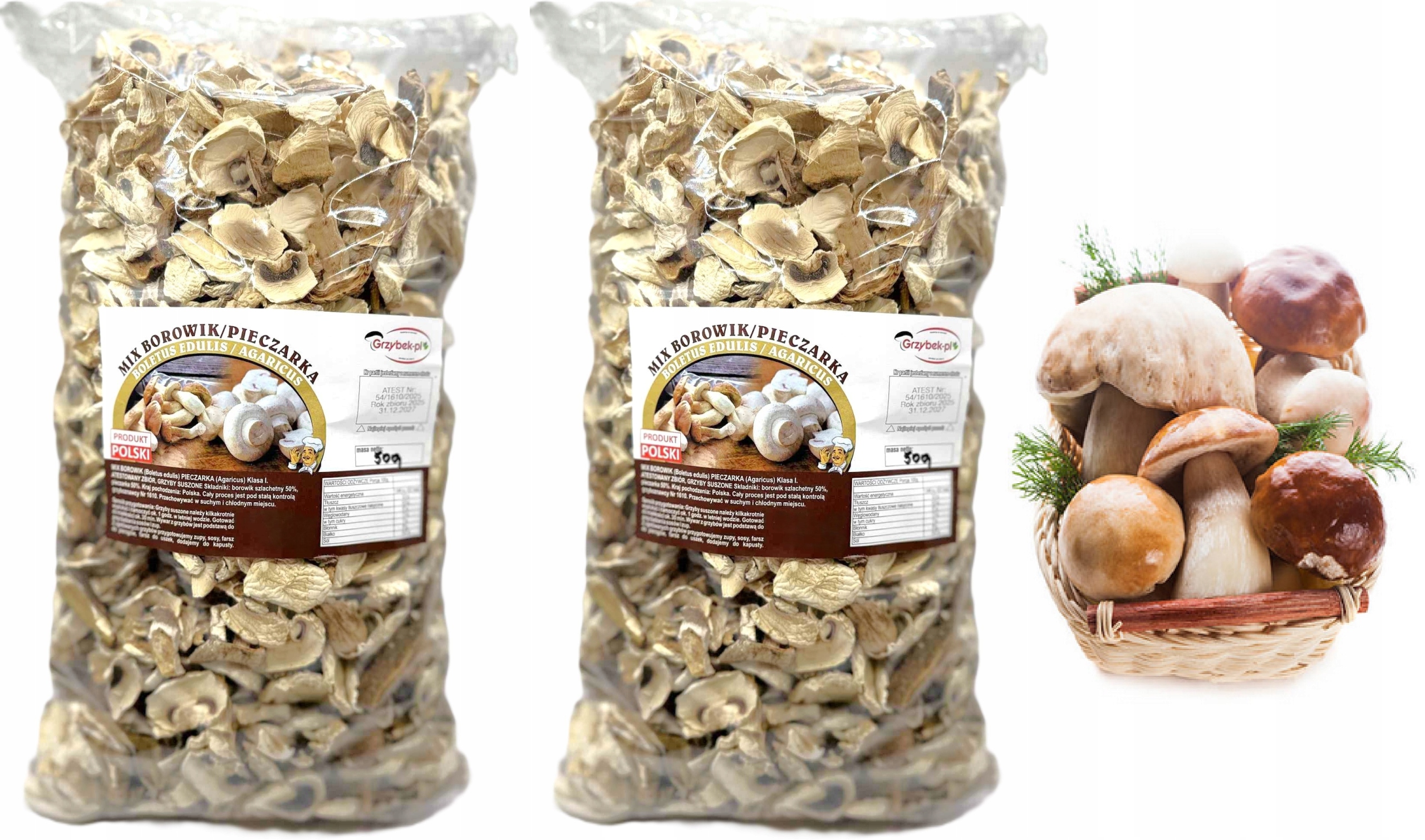 MIX Borowik+peczarka Krájená 1kg Nová Sbírka 2025 Polský Atest houby