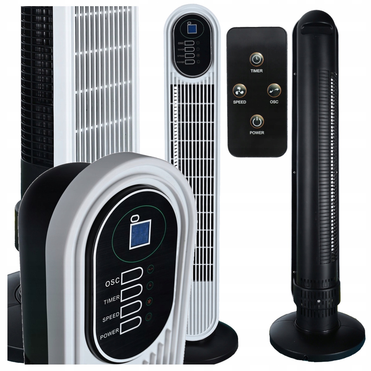 Sloupový ventilátor Silný Tichý Regulace výkonu Oscilace Časovač Dálkový Ovladač