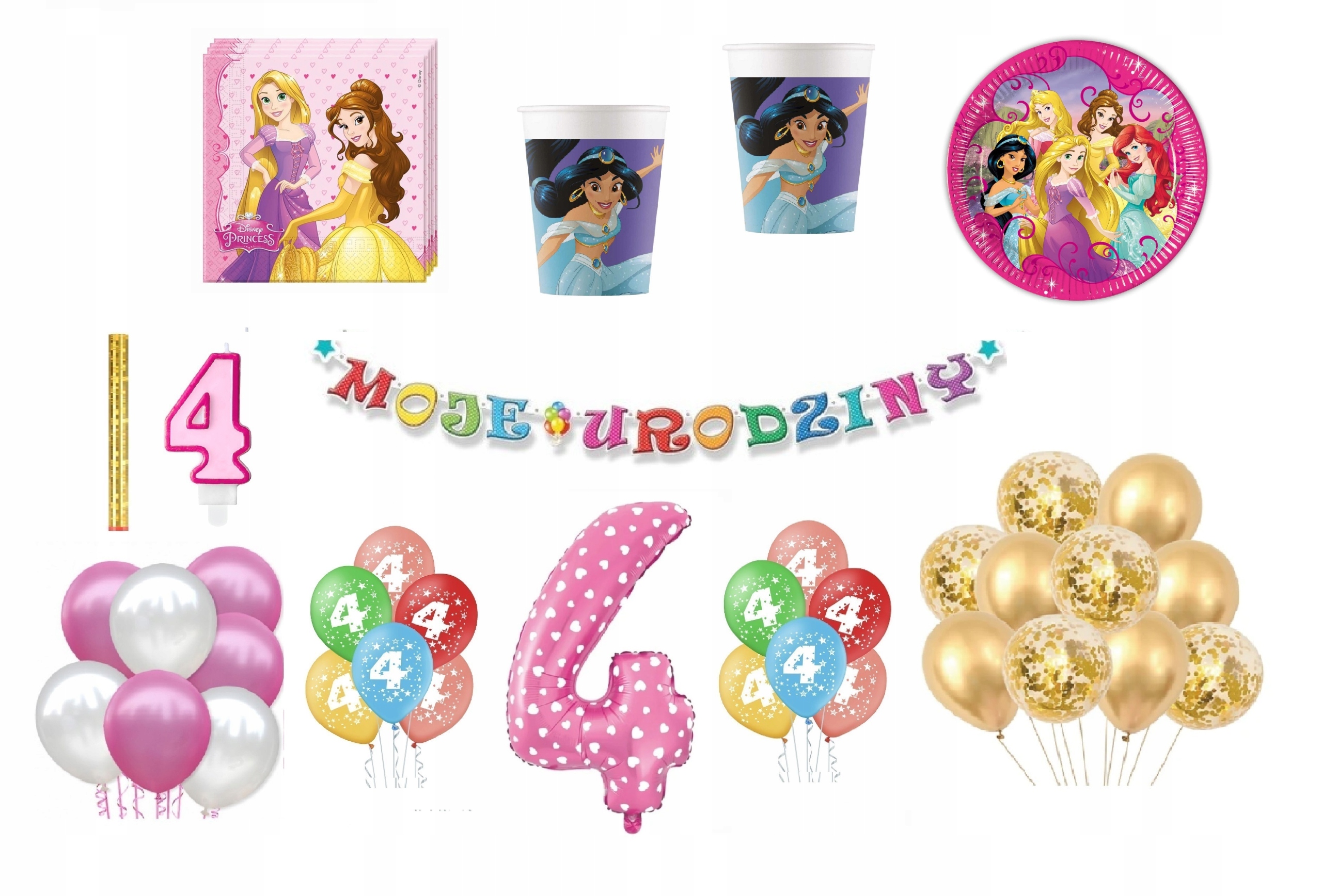 

Zestaw Księżniczka Princess 4 Urodziny Balony