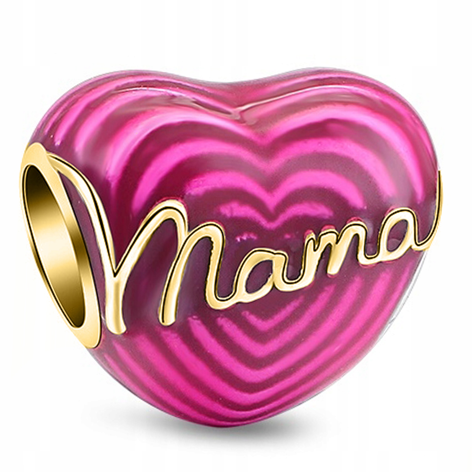 Zlatý Charms Srdce Maminka Matka Dcera Matka Rodina Stříbro 925