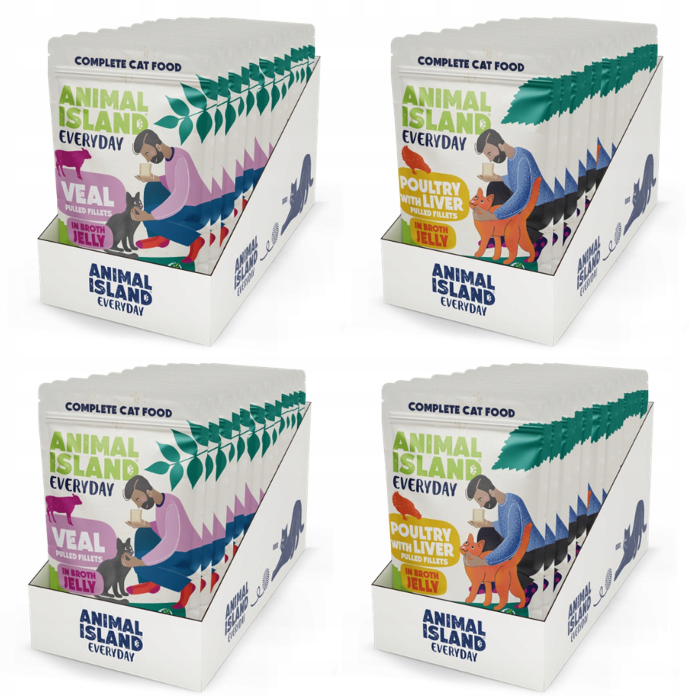 Mokra Karma Kot 24x85g Animal Island filet drób/wątróbka i 24x85g cielęcina