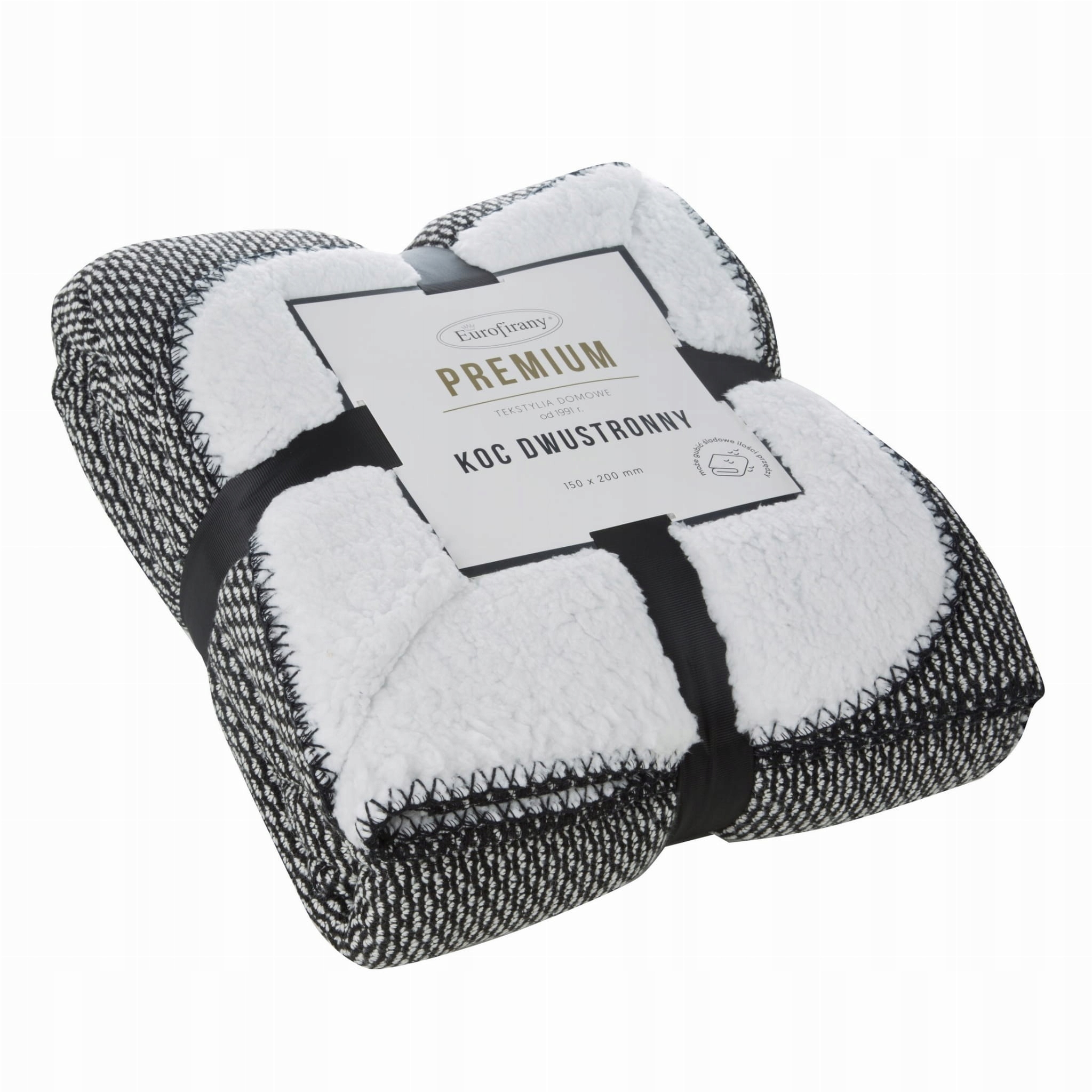 Deka na postel Panda 150x200 oboustranná beránek černá bílá