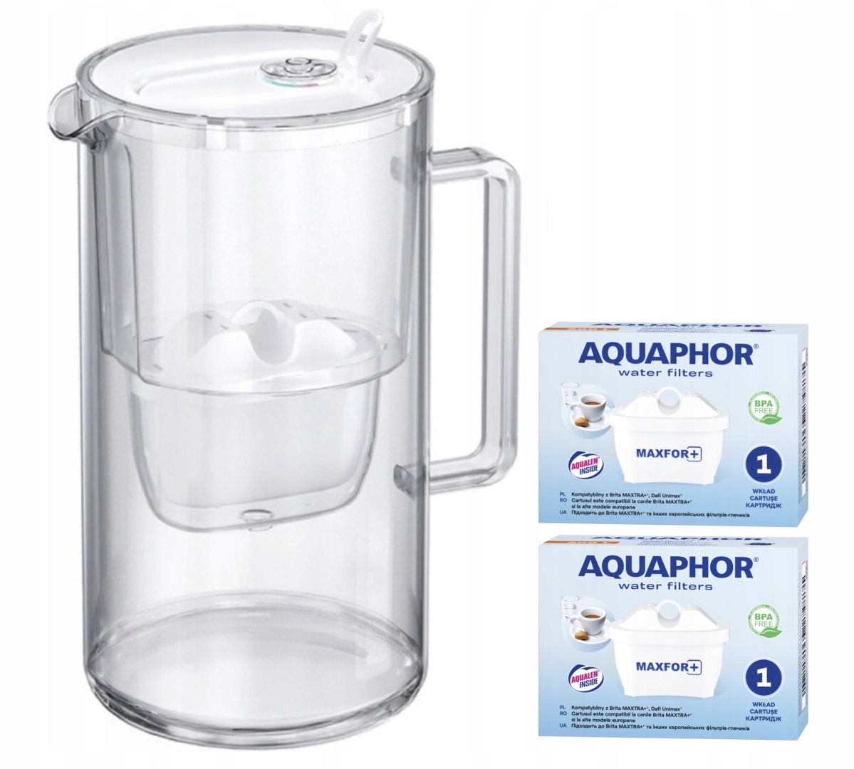 Dzbanek filtrujący szklany Aquaphor Glass 2,5l Biały 2 Maxfor+