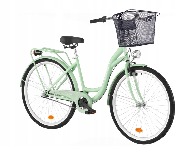 Rower miejski Indiana Moena S3B 28 cali damski Miętowy Koszyk na rower