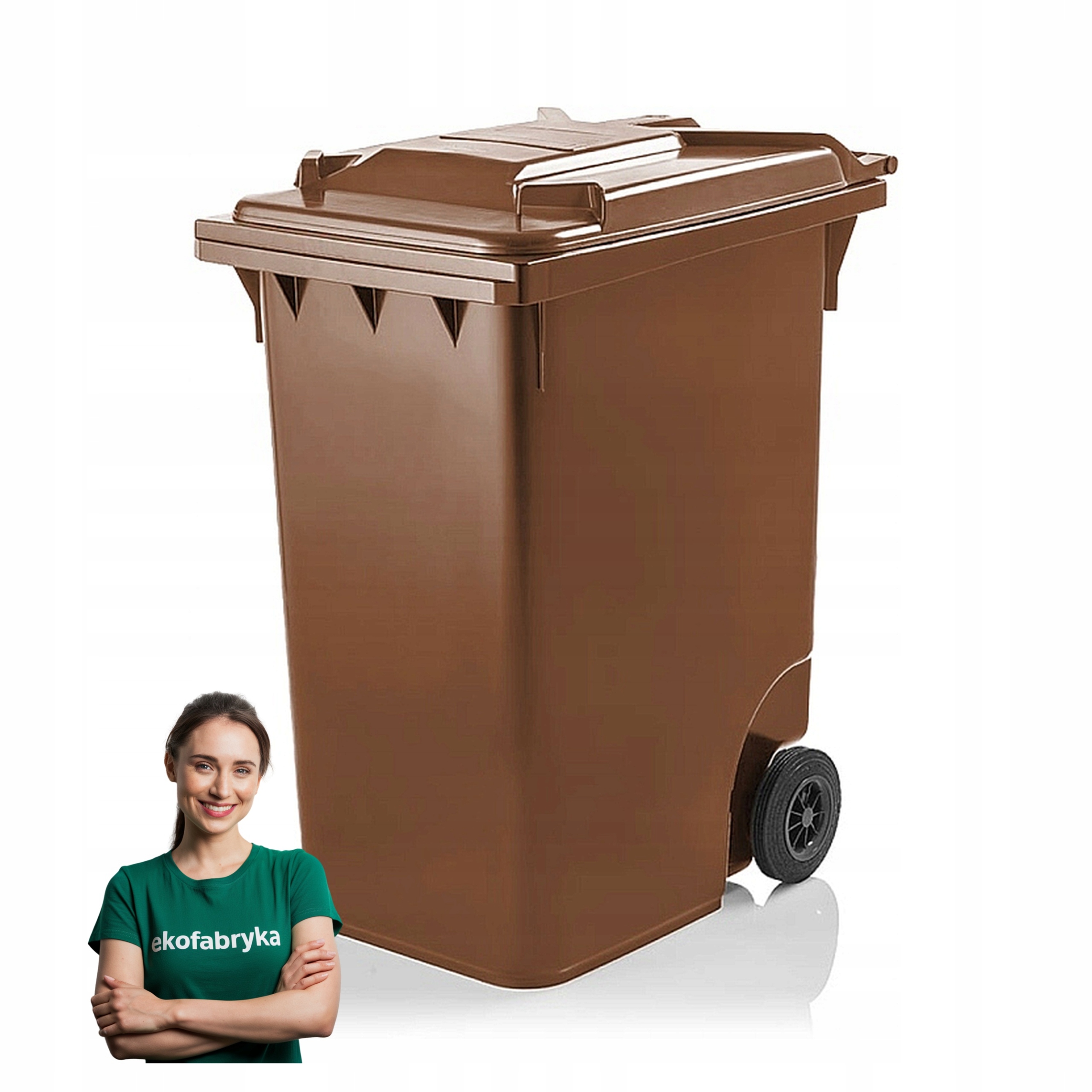 Śmietnik Kontener Na Bio odpady 360l Brązowy Weber Mobilny Mocny plastik