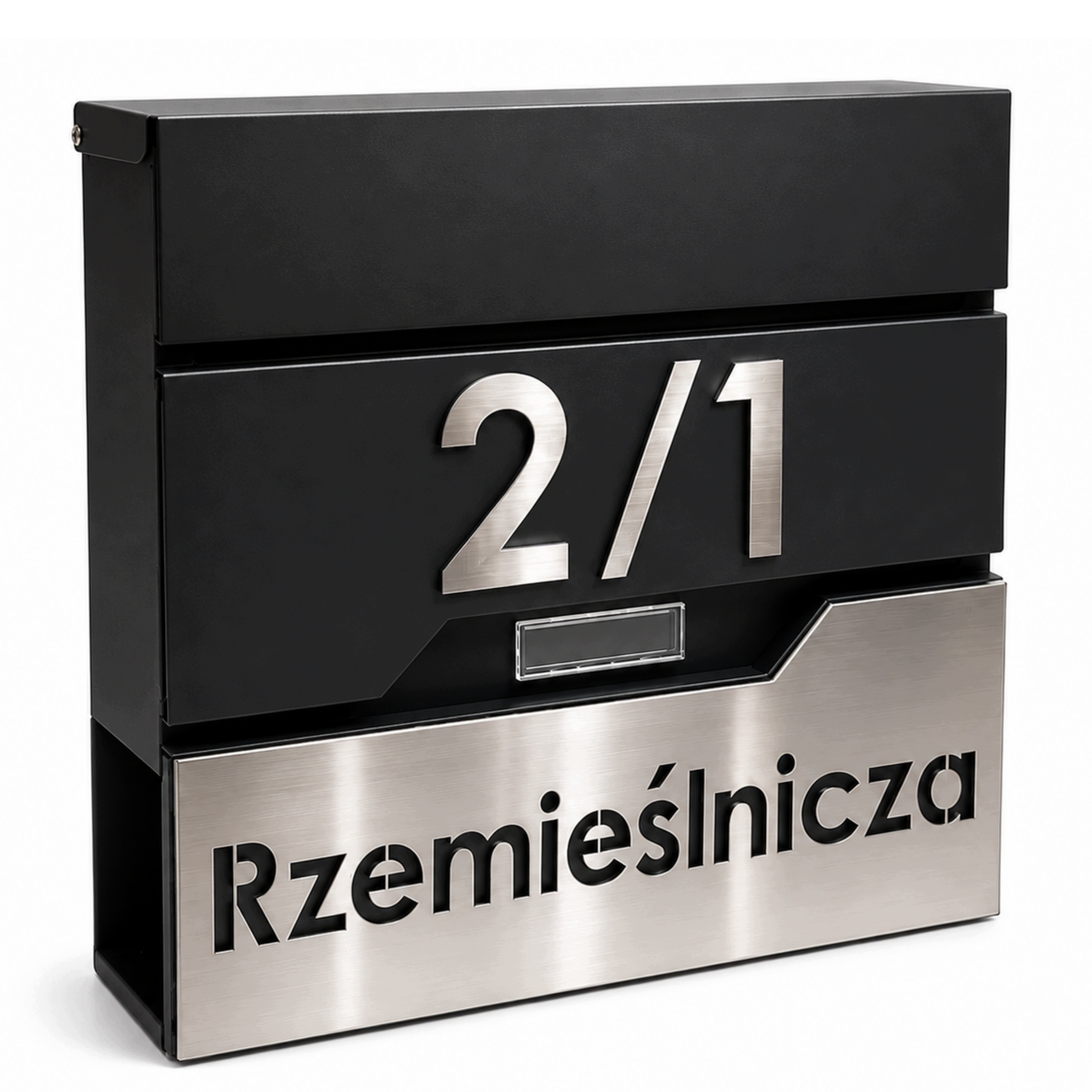 Veľká Poštová Schránka S Adresou (tablet nerezová oceľ), Čierna s okienkom