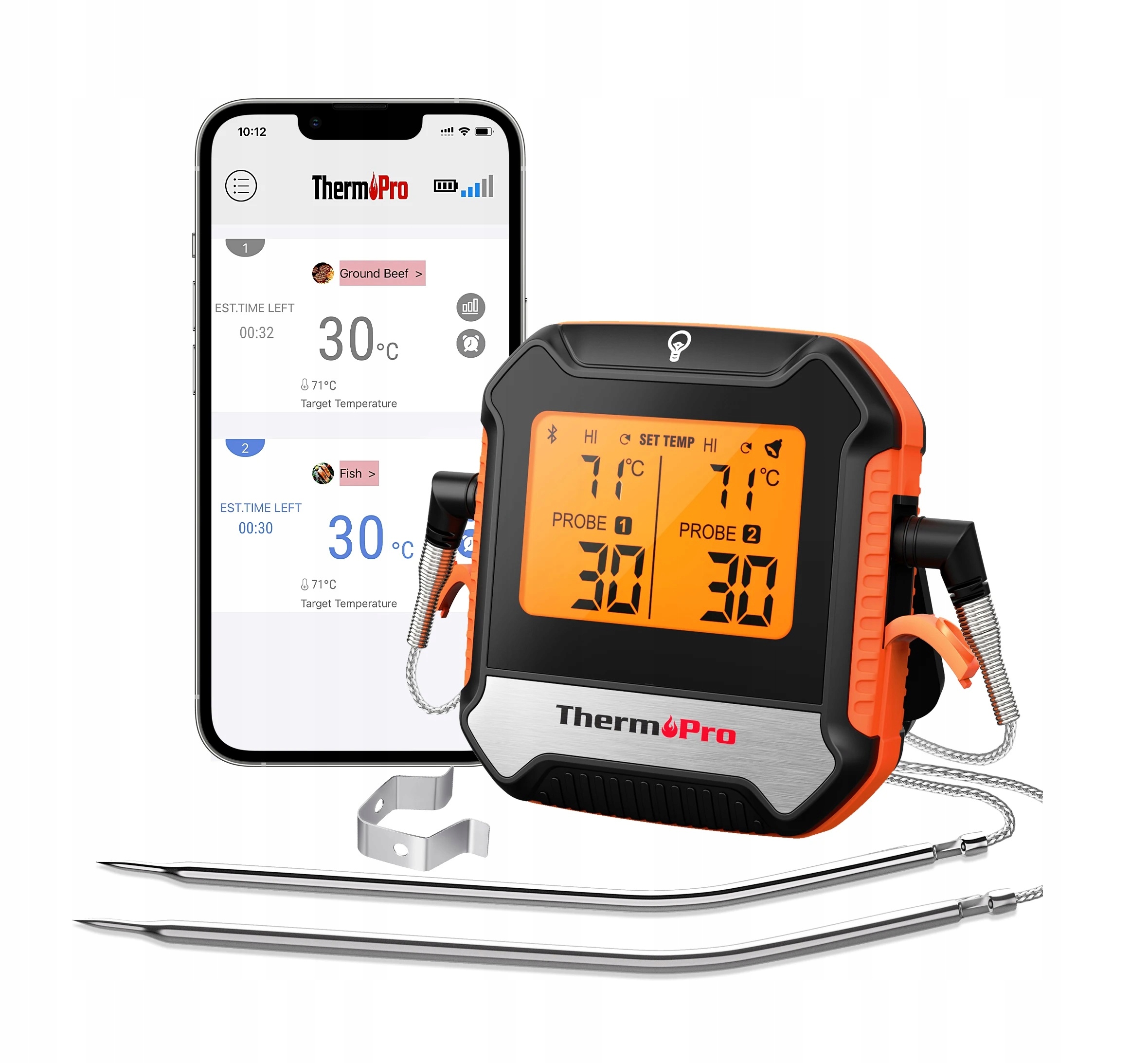 Bluetooth teploměr 2 Sondy Bbq Vaření Gril Udírna ThermoPro TP-904