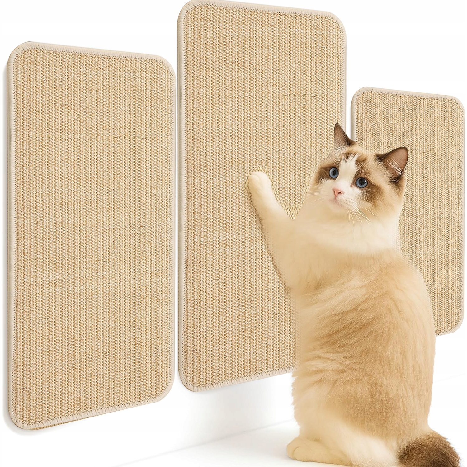 Levně Škrabadlo Pro Kočky Sisalová Podložka 3 Ks 50X25 CM Ochrana Nábytku Samolepicí