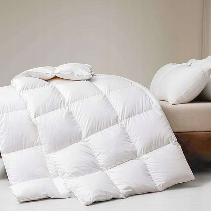 Celoročná Prikrývka 200×200 CM 100 % Bavlna Organická Páperie A Perie, Biela