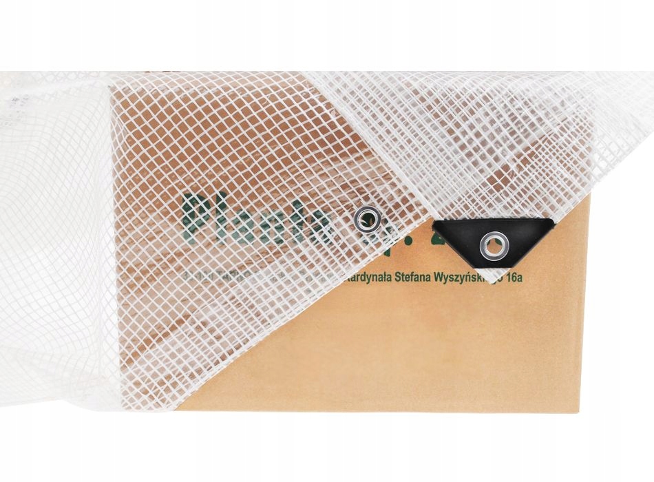 PLANDEKA 6x10 PRZEŹROCZYSTA ZBROJONA 100g BIAŁA METAL OCZKA MOCNE KRAWĘDZIE Producent inna