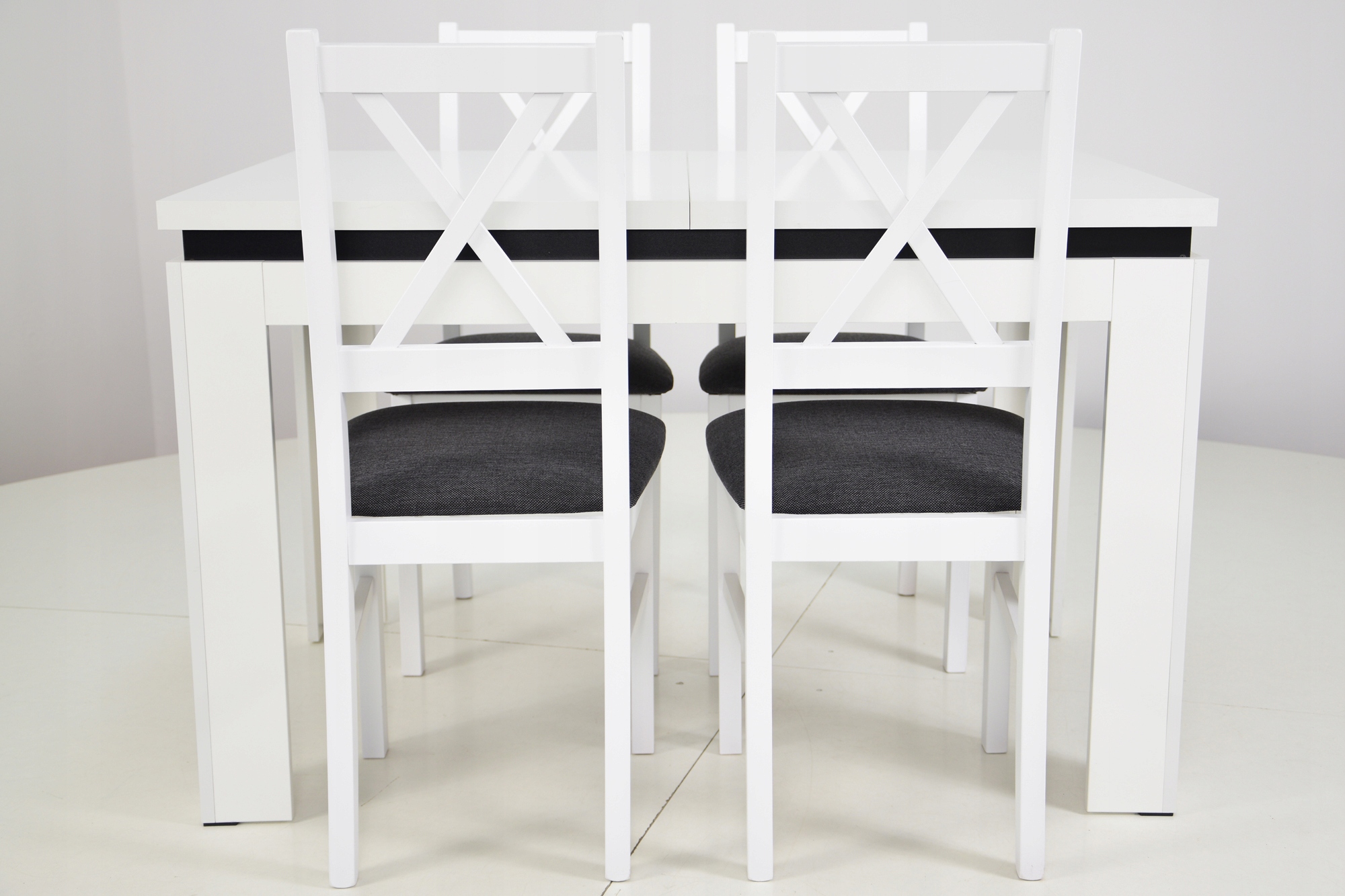 4 SKANDYNAWSKIE krzesła KRZYŻAK i Rozkładany STÓŁ Kod producenta N-10 + C-6