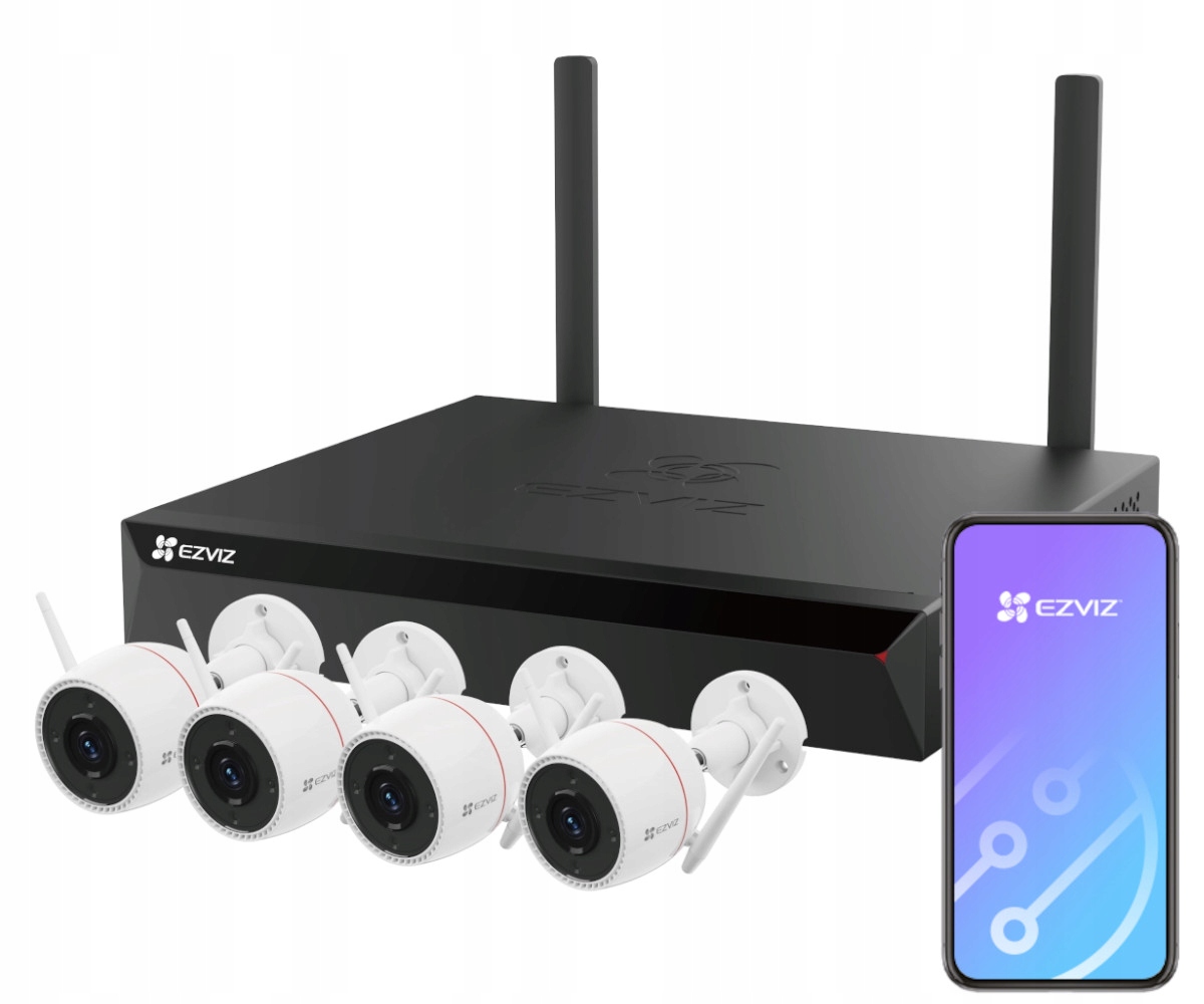 Zestaw Monitoringu Wi-Fi Ezviz 4x kamera H3c 2K+ IP67 Rejestrator X5s