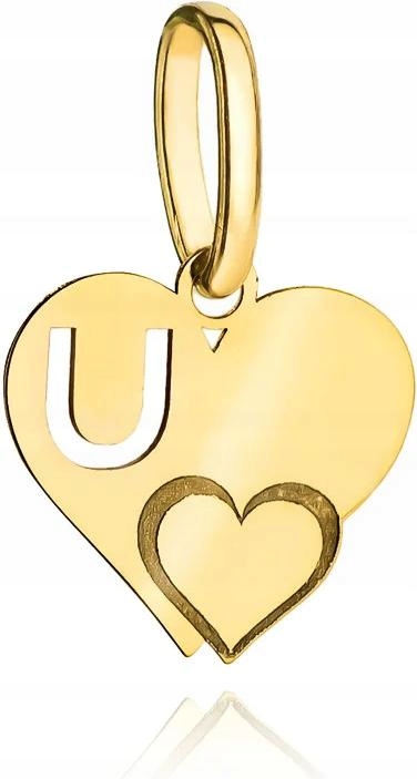 Zlatý přívěsek 585 dámské písmenko U se srdíčkem přívěsek jako dárek 14k