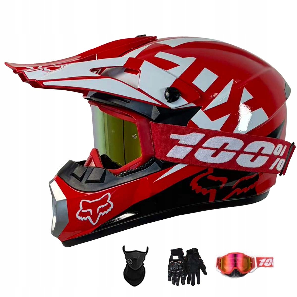 Motocyklová Přilba Crossová Lehká Enduro Quada Brýle Rukavice Maska L