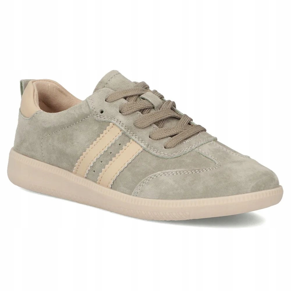 półbuty damskie sportowe Skórzane Khaki sneakersy trampki Filippo DP7508/26