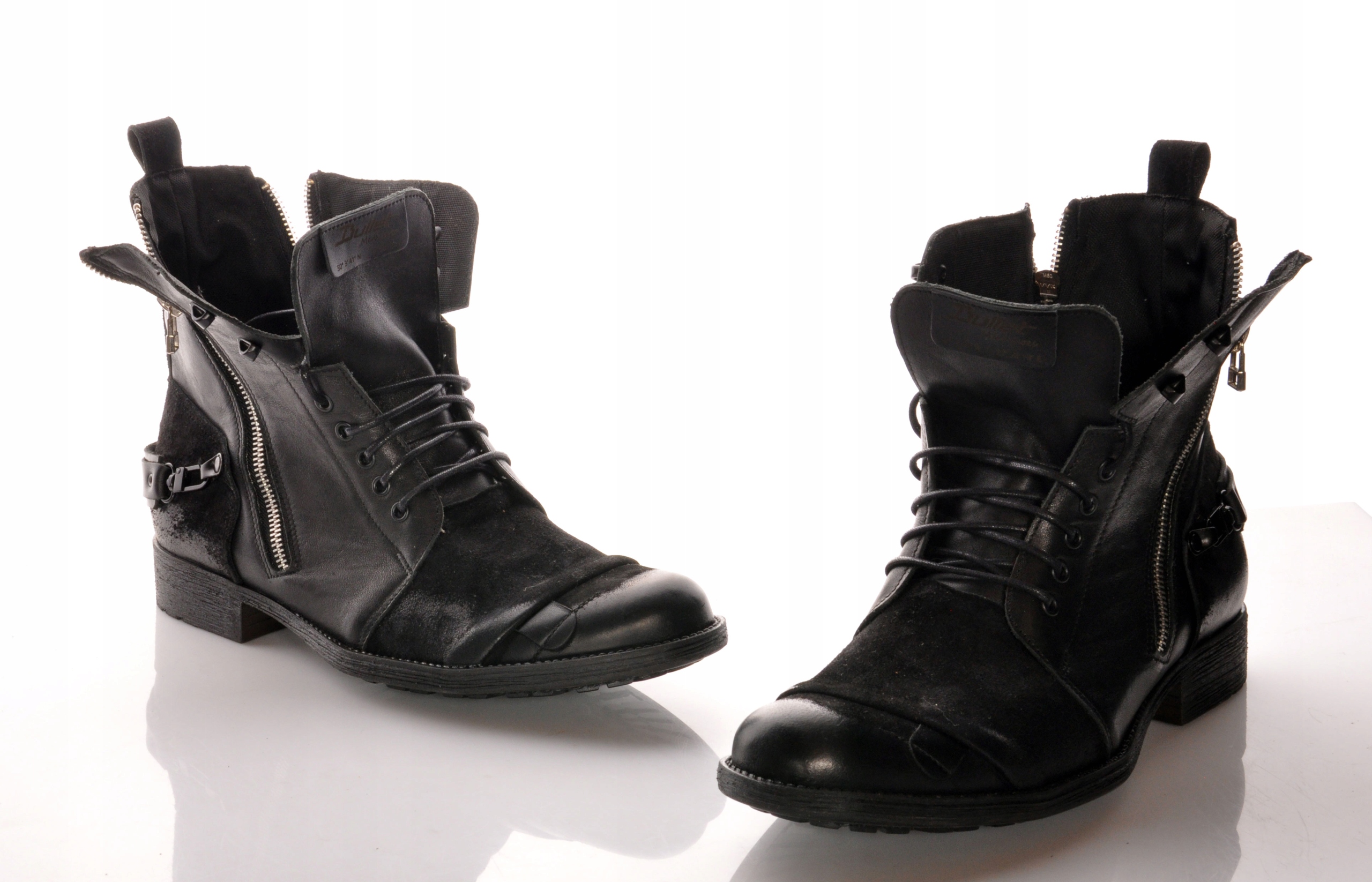 BUTY czarne militarne sztyblety MĘSKIE skóra 43 PL Rozmiar 43