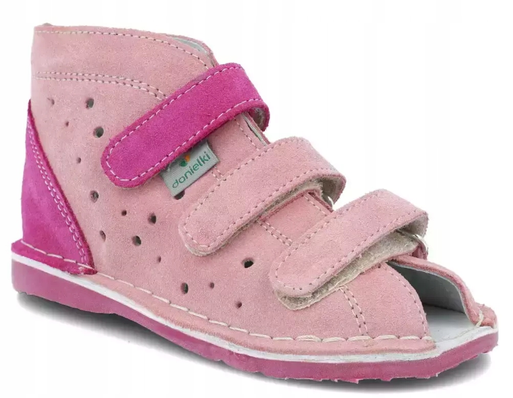 Danielki T125 profilaktyczne kapcie do przedszkola różowe skórzane R27