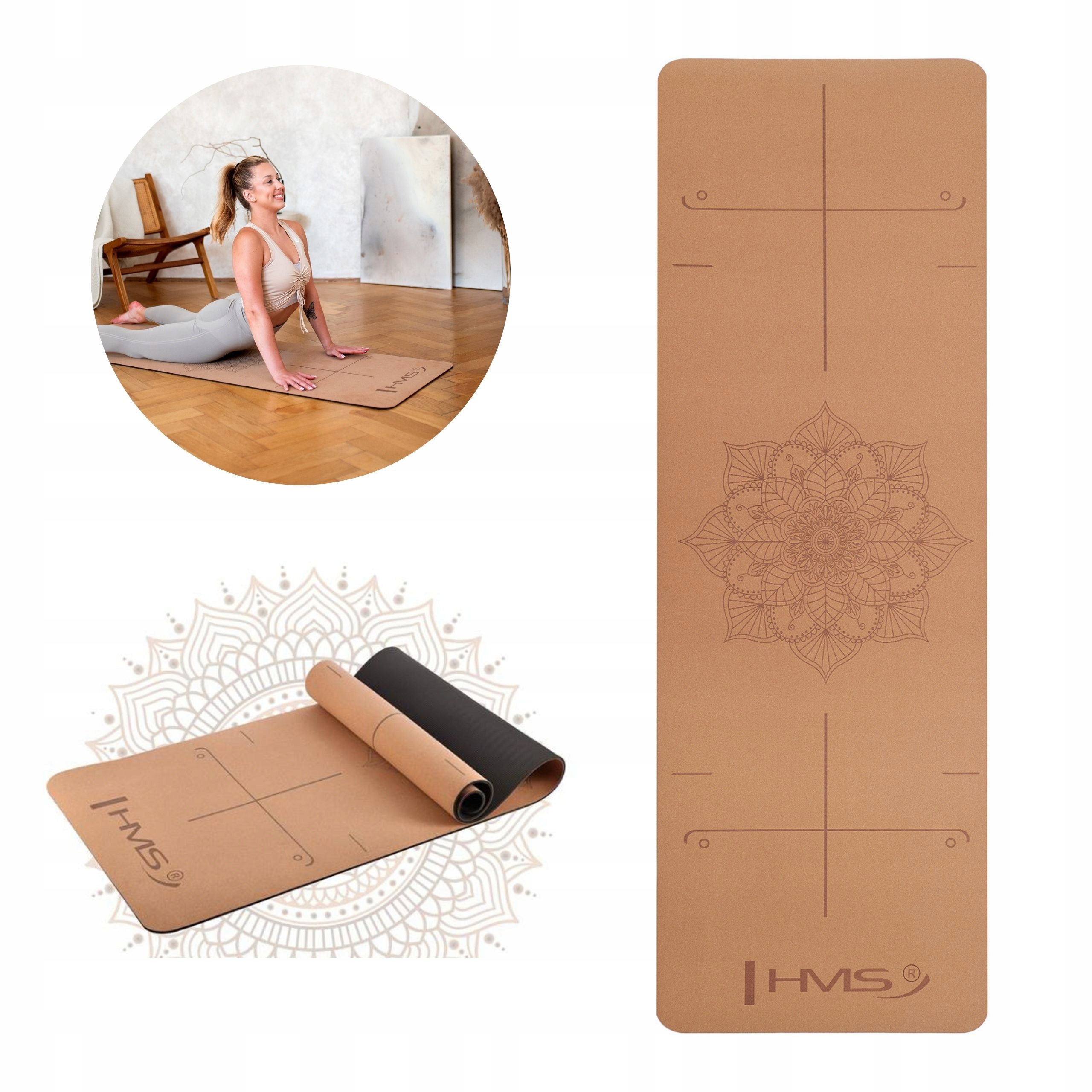 Pevná prostiskluzová podložka voděodolná podložka na jógu pilates korek Tpe Hms