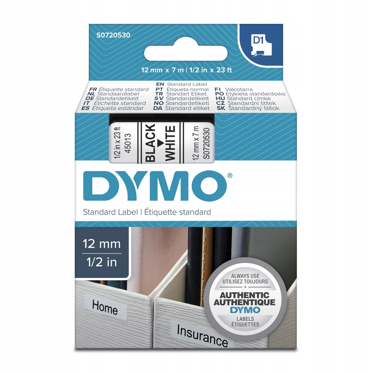 

Dymo Taśma D1 12mm x 7M 45013 S0720530 Bk White