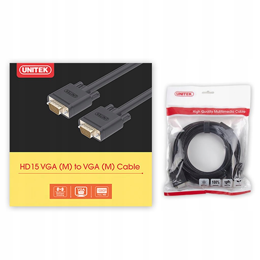 Kabel przewód PREMIUM VGA HD15 M/M 5m Unitek Marka Unitek