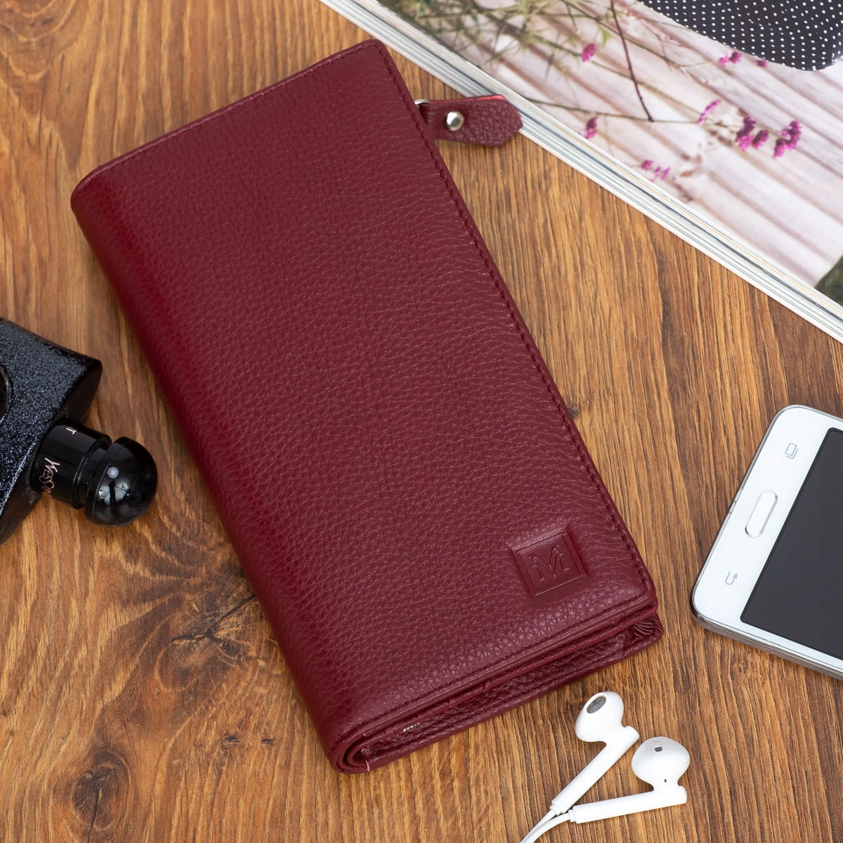 Portfel damski Skórzany VerMari Morbido Bordowy Materiał dominujący skóra naturalna licowa