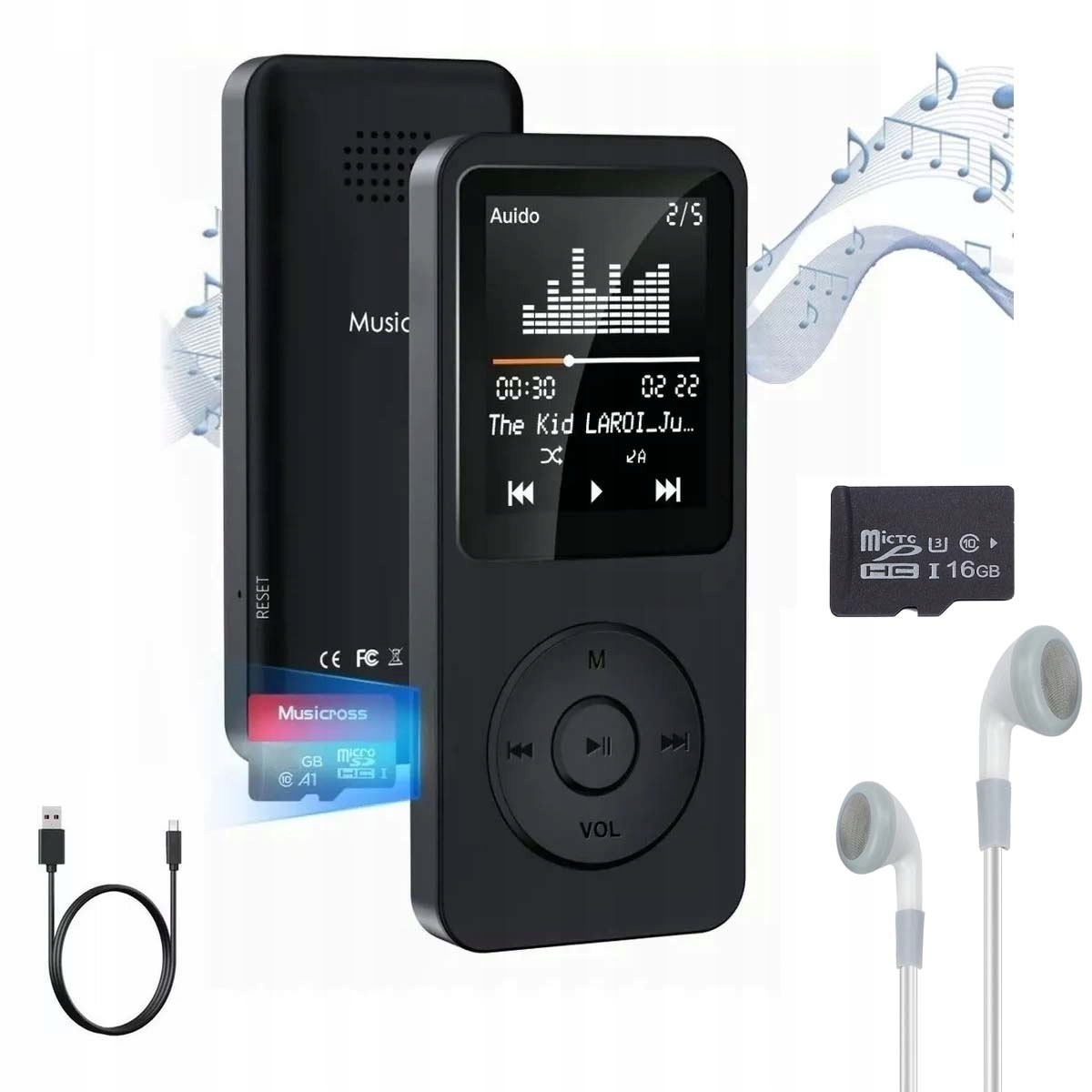 Přehrávač Hi-fi MP3 MP4 Bluetooth Diktafon Ebook LCD S 16GB Sluchátkem