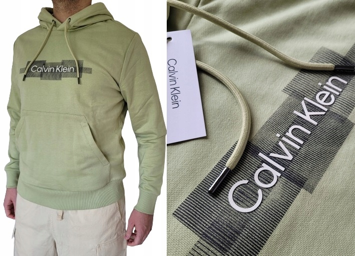 mikina Calvin Klein Box Striped Logo M klokanka s kapucí